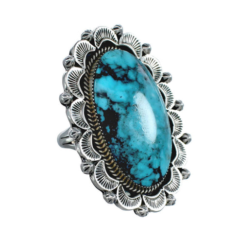 Navajo Sterling Silver And Turquoise Ring Size 8 AX126912